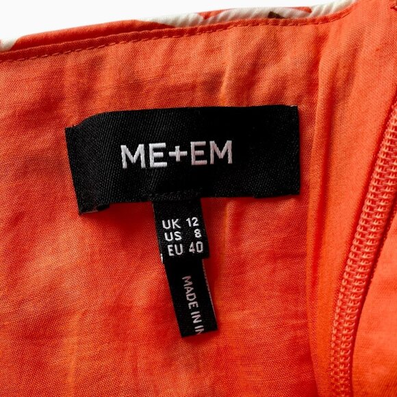 ME+EM Floral Tiered Maxi Dress 8 Orange Cream Cotton Sleeveless Resort Wear - Picture 8 of 11